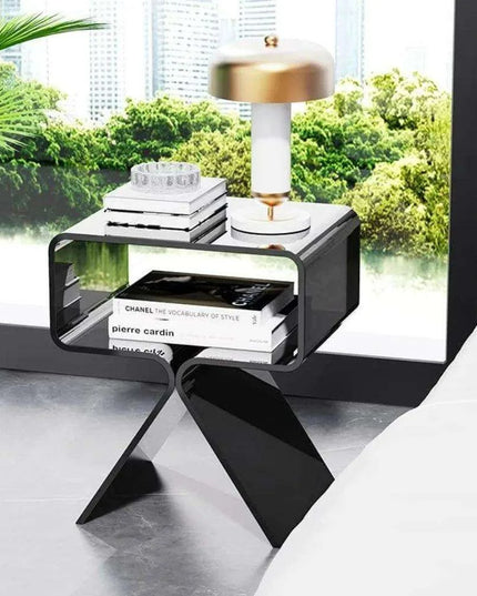 Sleek Black Acrylic Nightstand - Modern Design for Elegant Home Decor