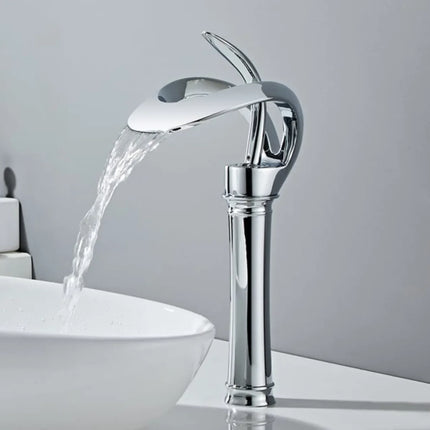 Matte Gold & Black Waterfall Faucet – Brass Sink Mixer Tap