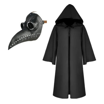 Medieval Plague Doctor Mask & Cloak Set — Adult & Kids Halloween Cosplay Costume