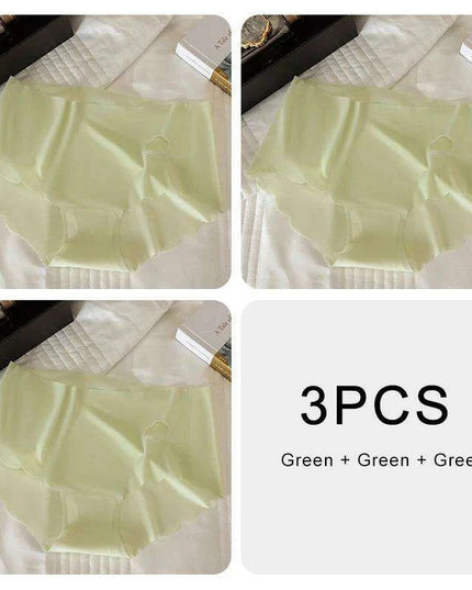 3-Pack Women's Luxurious Ice Silk Mid-Rise Briefs - Ultimate Comfort Seamless Lingerie