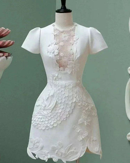 A-line Dress with 3D Floral Accents for Women's Evening