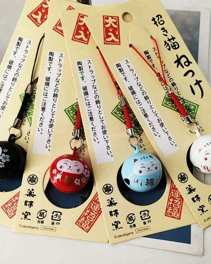 Abundance-Inviting Daruma Bell Lucky Cat Charm Keychain
