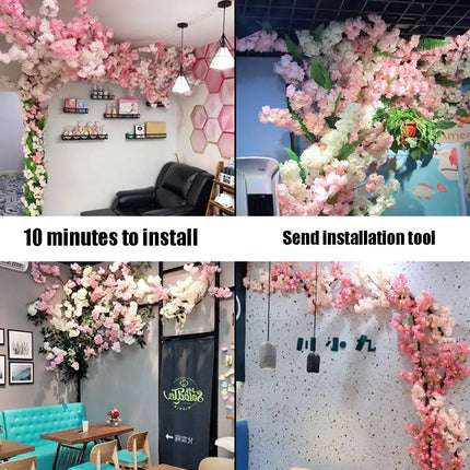 Lifelike Artificial Cherry Blossom Tree Fake Sakura Plant for Home Off