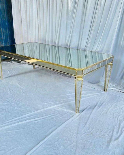 Elegant Minimalist Rectangular Mirror Dining Table for Weddings and Events