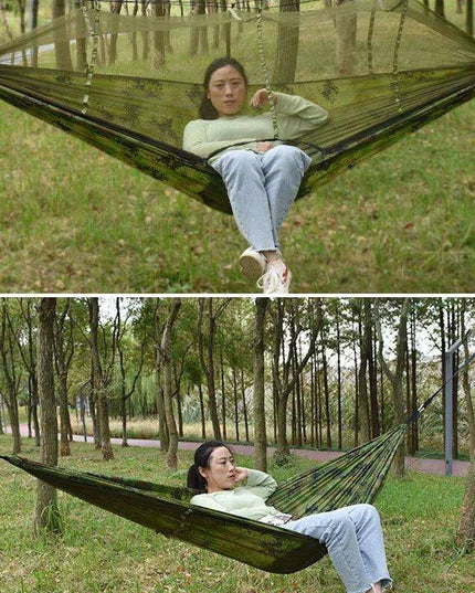Outdoor Adventure Hammock with Insect Protection - Lightweight Portable Hanging Bed for Camping Comfort