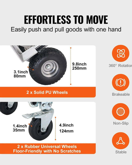Versatile Heavy-Duty Aluminum Folding Dolly Cart - Ultimate Transport Solution for Industrial and Retail Use