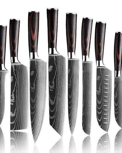Exquisite Damascus Steel Chef Knife Collection - 1-10Pcs Japanese Santoku and Utility Knives for Culinary Excellence