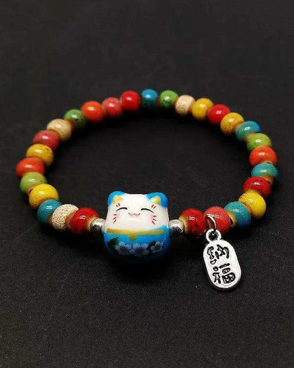 Lucky Cat Beaded Bracelet - Adjustable Harajuku Fashion Statement for Trendy Girls