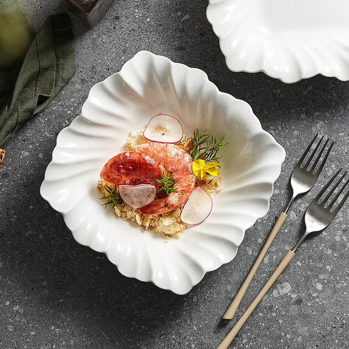 Luxurious White Ceramic Fruit Salad Bowl
