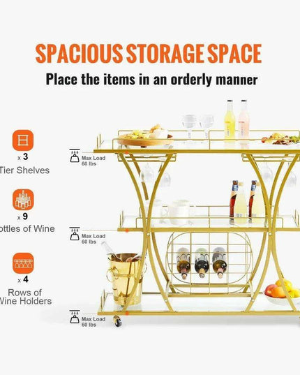 Elegant Vintage-Inspired Glass Wine Trolley