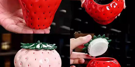 GooFine Strawberry Shaped Ceramic Tea Jar - Sealed & Moisture-Proof