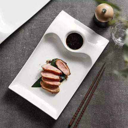Sophisticated Duck-Embellished Ceramic Platter and Dipping Bowl Set for Stylish Entertaining