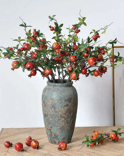 Lush 6-Fruit Faux Pomegranate Branch for Elegant Wedding and Home Decor