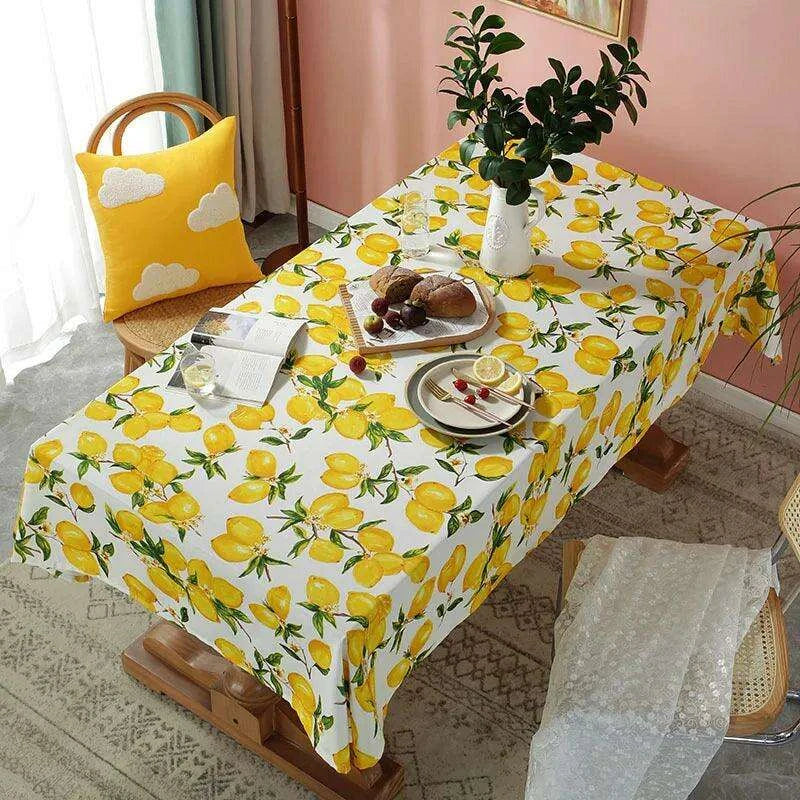 Lemon Sunshine Waterproof Rectangular Tablecloth for Joyous Occasions