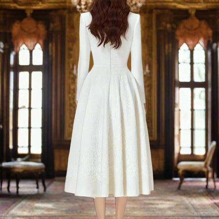 Elegant V-Neck Lace Pleated Belted Evening Gown - Autumn Edition