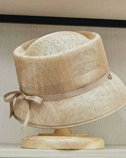 Vintage-Inspired Hemp Yarn Bow Fisherman Hat for Stylish Sun Defense