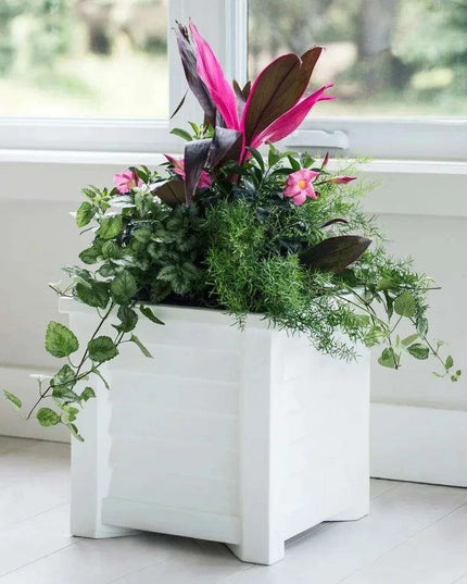 Coastal Elegance 16" Self-Watering Square Planter - Ideal for Outdoor Gardens