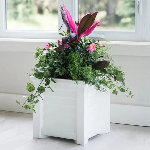 Coastal Elegance 16" Self-Watering Square Planter - Ideal for Outdoor Gardens