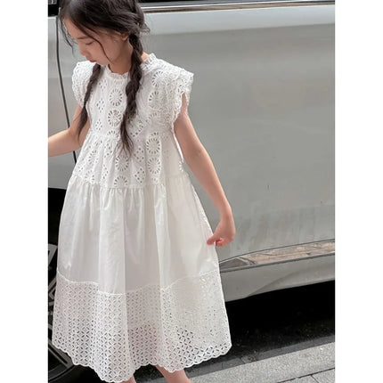 Shop1102733210 Cotton Lace White Dress for Girls - Princess Style, Sum