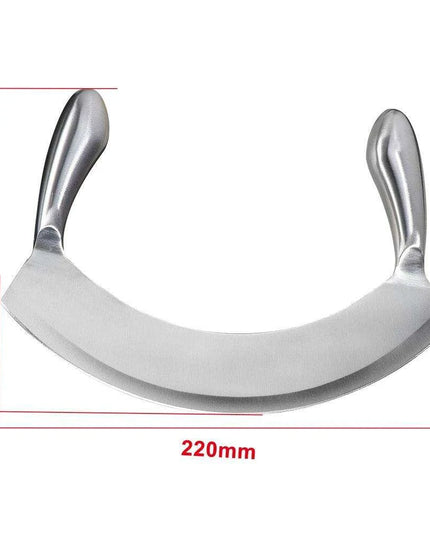 Acacia Wood Culinary Prep Set with Premium Stainless Steel Mezzaluna Chopper