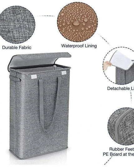 Stylish Waterproof Foldable Laundry Hamper - 45L Capacity with Lid