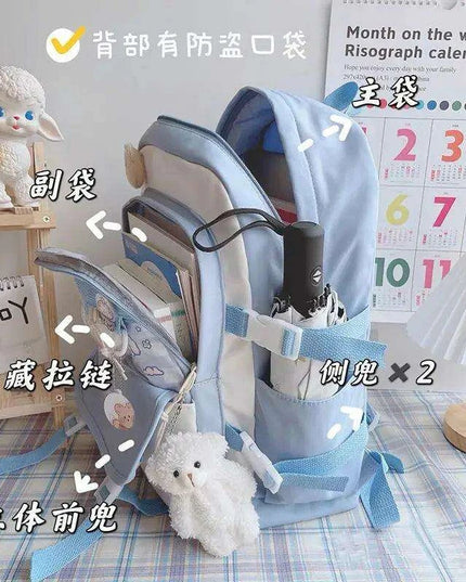 Charming Cinnamoroll Plush Backpack - Stylish and Spacious Kids' School Bag in Black and Blue Sanrio Theme