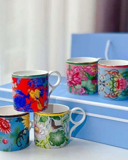 Exquisite Spring European Bone China Coffee Cup Set - Luxurious Serveware Collection