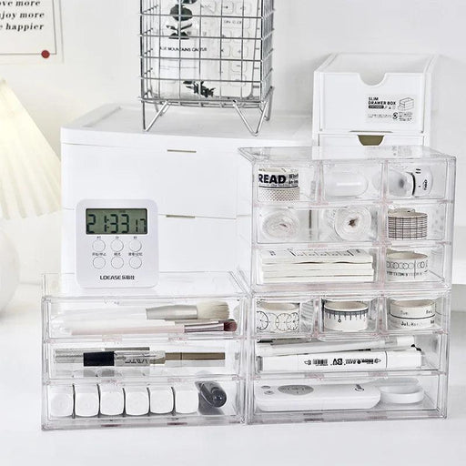 Clear Acrylic Desktop Organizer - Stylish Storage Solution for Home and Office