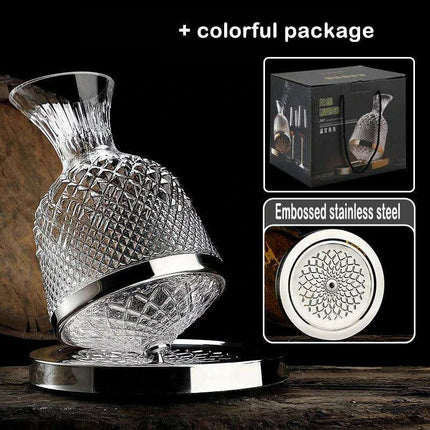 Elegant Rotating Crystal Wine Decanter Set for Optimal Aeration