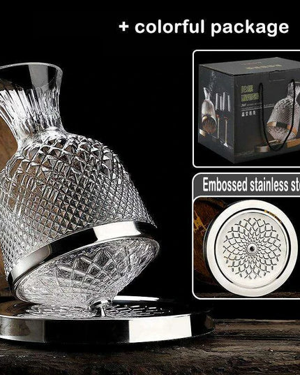Elegant Rotating Crystal Wine Decanter Set for Optimal Aeration