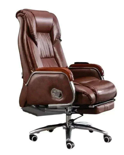 Luxurious Ergonomic Leather Executive Chair with Contemporary Aluminium Base