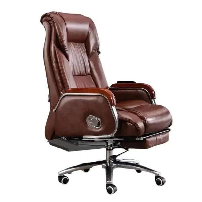 Luxurious Ergonomic Leather Executive Chair with Contemporary Aluminium Base