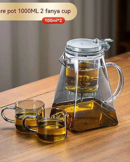 Sophisticated 750ml Glass Teapot Set with Effortless Pouring and Detachable Filter - Includes Matching Cups