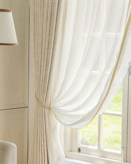 Elegant French Cream Apricot Chenille Blackout Drapes for Timeless Home Elegance
