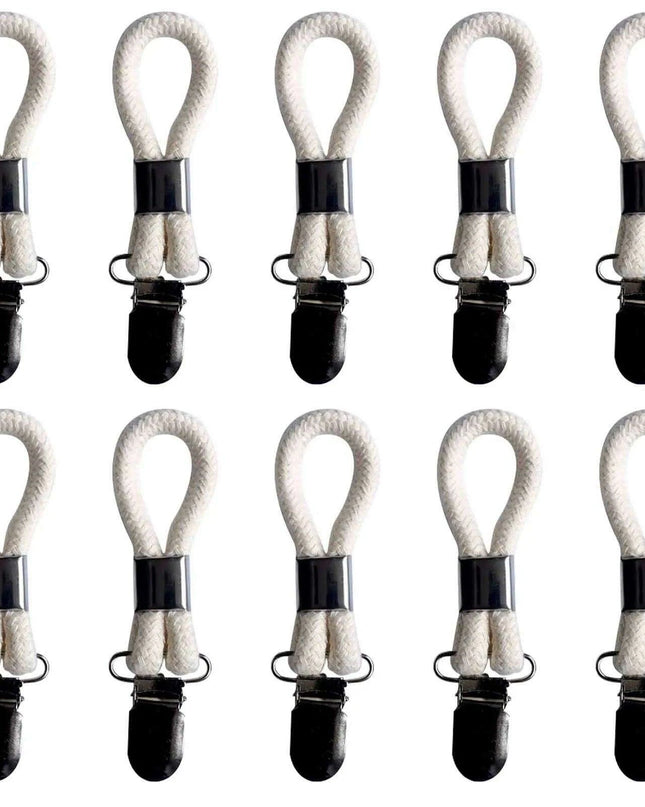 Cotton Braided Towel Holder Set with Sturdy Metal Clips - Elegant Space-Saving Solution for Home and Kitchen