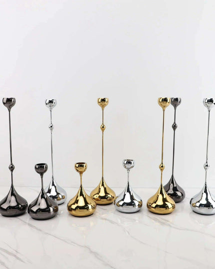 Contemporary Silver Teardrop Candle Holder for Elegant Home Decor