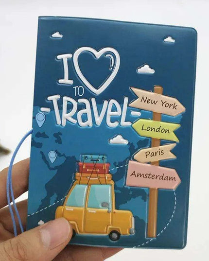 Chic 3D Printed Passport Holder with Card Slots and Faux Leather Texture