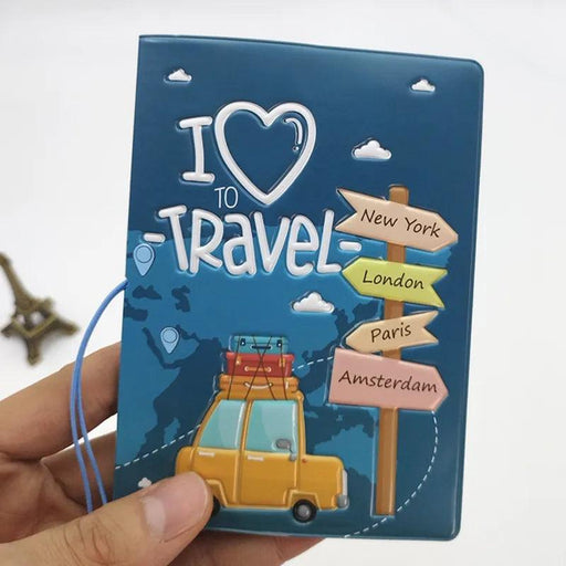 Chic 3D Printed Passport Holder with Card Slots and Faux Leather Texture