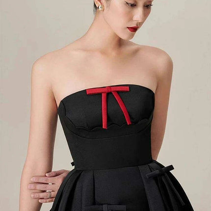 Bowknot Strapless Backless High Waist Summer Evening Dress for Women