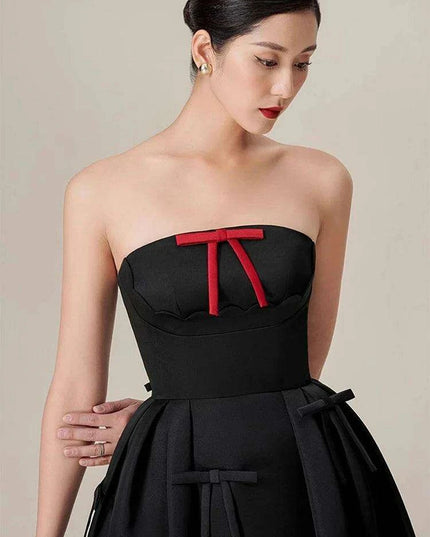 Bowknot Strapless Backless High Waist Summer Evening Dress for Women