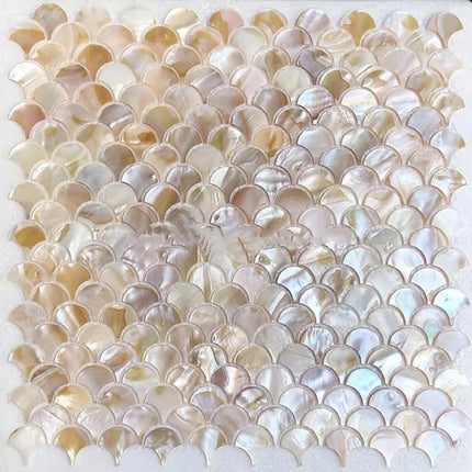 Natural Shell Mosaic Fish Scale Wall Art — Eco-Friendly Coastal Decor