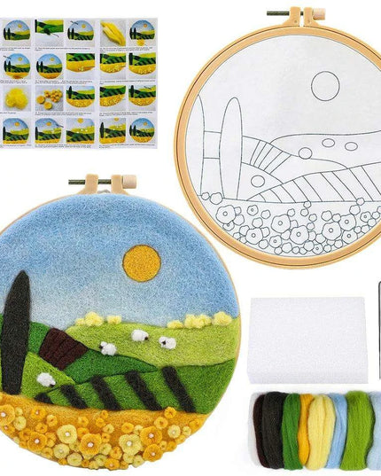 Wool Artistry Felting Kit with Embroidery Frame for Unique Creations