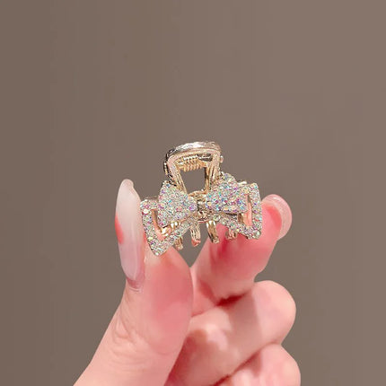 Mini Rhinestone Bow Hair Claw Clip — Lightweight Daily Hair Accessory