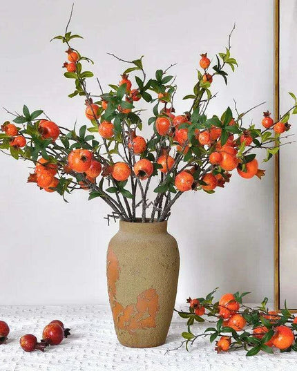 Lush 6-Fruit Faux Pomegranate Branch for Elegant Wedding and Home Decor