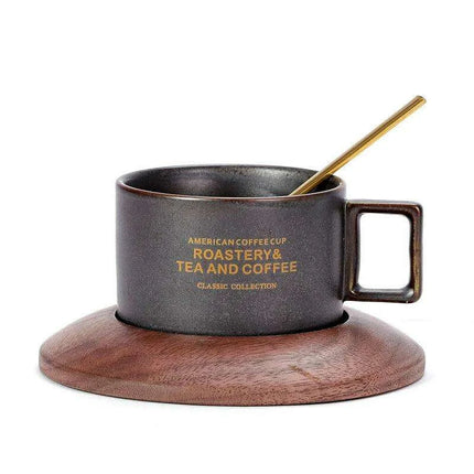 Luxurious Hand-Painted European Ceramic Coffee Mug Set with Gold Detailing - 110ml