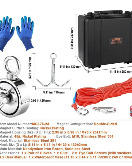Revolutionary Double-Sided Magnet Fishing Kit with 1200lbs Capacity