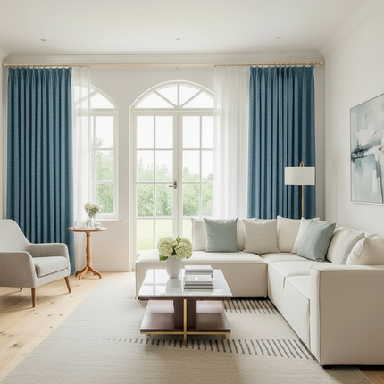 Luxury Cream Chenille Jacquard Curtains – Custom Size