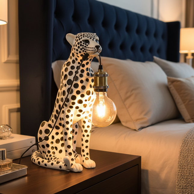 Cheetah Sculpture Figurine – Modern Animal Statue for Home Decor
