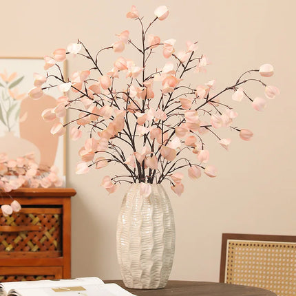 White Roses 3pcs 100cm Silk Fruit Branches - Autumn Restaurant Decor