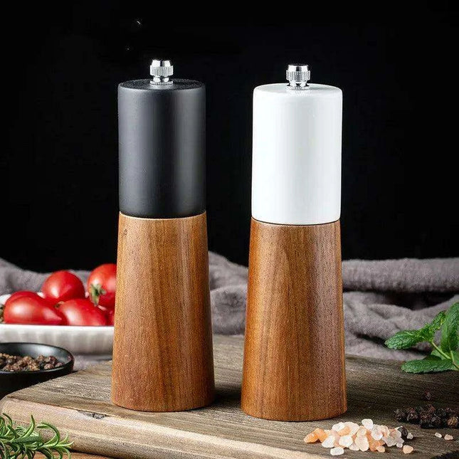 Sophisticated 6-Inch Wooden Salt and Pepper Grinder with Adjustable Grinding Mechanism